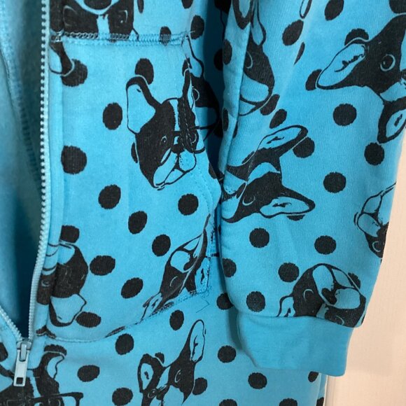 SWS Blue Fleece Long Warm Pajama Onesie Sleepwear Loungewear Dog Print Size XL - Picture 5 of 11